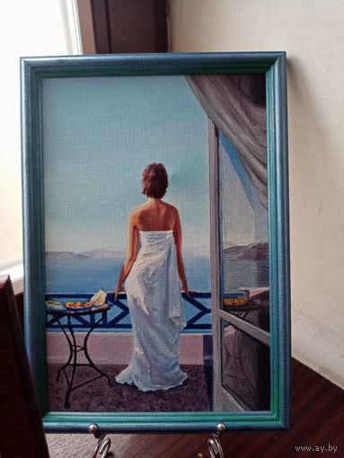 Картина Абраменко Сергей "Завтрак у моря", х.м., 30х20см.