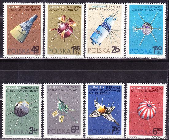 ПОЛЬША. 1966. КОСМОС. Полная. серия. 8 марок  MNH