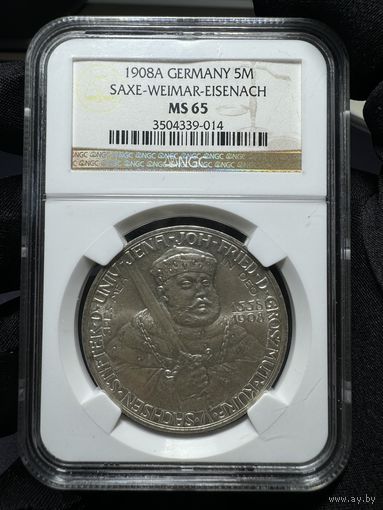 5 марок 1908 Германия Саксен-Веймар-Эйзенах NGC MS65