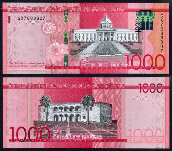 Доминиканская Республика 1000 песо 2020 г. (P-193е, UNC) [Серия GX] Доминиканская Республика 1 000 песо 2020 года
