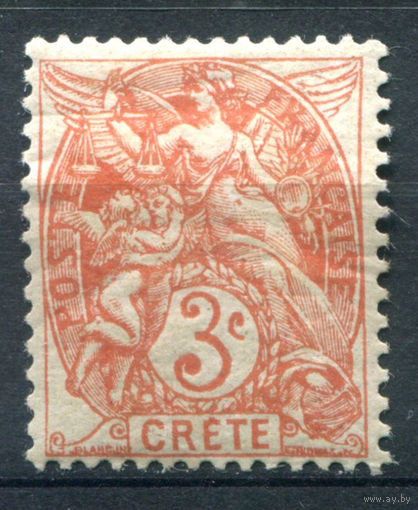 Крит, Французская почта - 1902/03г. - аллегория, 3 с - 1 марка - MH, потрескавшийся клей [Mi 3]. #3-WB-91-A-1