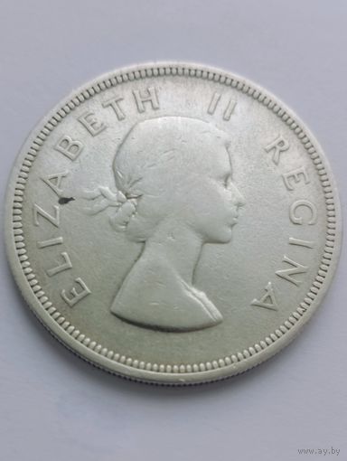 ЮАР 2,5 шиллинга 1958 год. Елизавета II. Серебро.