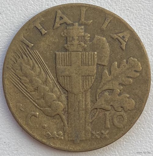 Италия 10 чентезимо 1942 г.