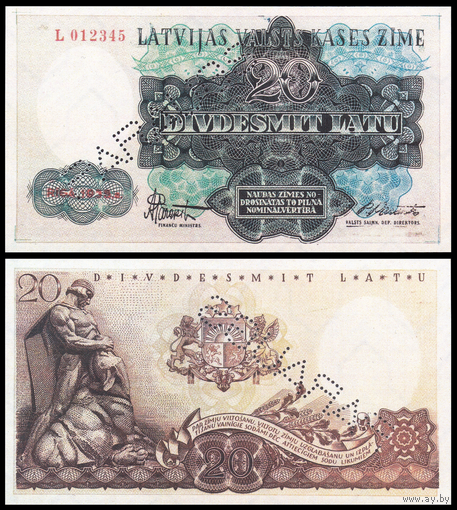 [КОПИЯ] Латвия 20 лат 1935г. образец (водяной знак)