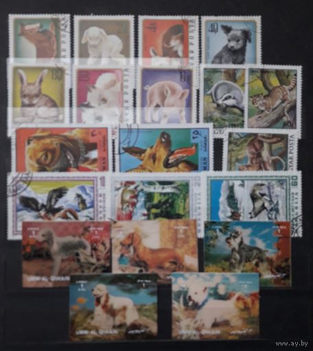 Азия, Европа. Марки 70-80-х гг. Собаки,домашние животные. Одним лотом с 1р без МЦ.(3)