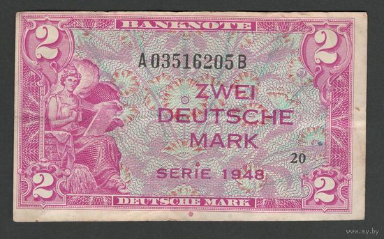 Германия ФРГ 2 марки 1948 года. Тип Р-3a. Состояние VF+
