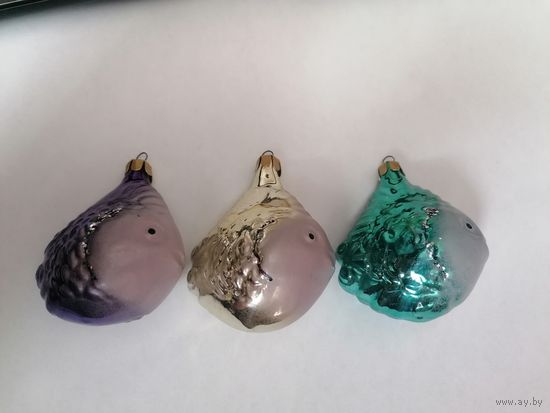 Ёлочные игрушки СССР рыбы, набор, торги