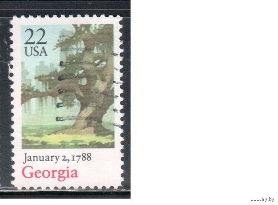 США-1988, (Мих.1960), гаш.,  Штат Джорджия, Дерево (одиночка)