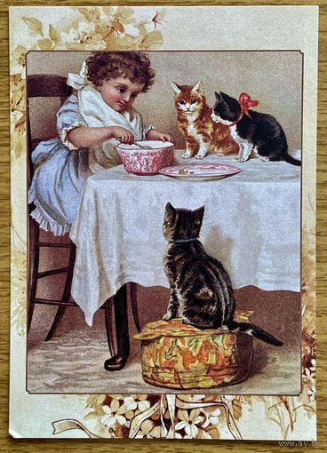 Репринт.Открытка для посткроссинга 10,5 х 14,8 см "Далёкое детство"издателя начала 20 века Эрнеста Нистера