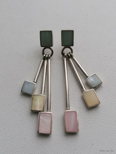 Серьги серебро, перламутр