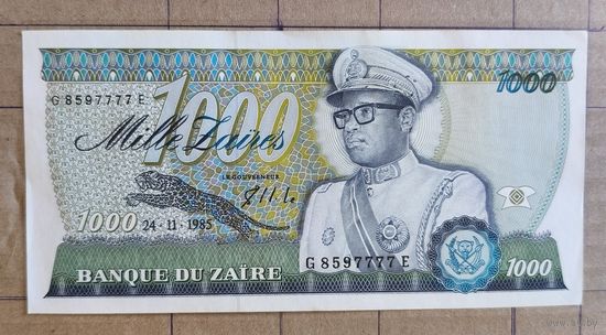 Заир (Конго ДР) 1000 заиров 1985 г., P:31, в номере четыре "7"