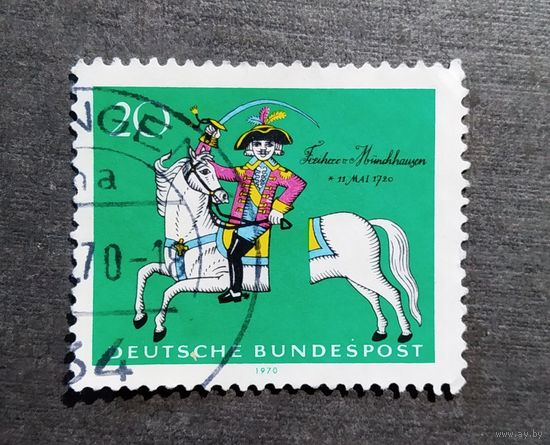 Марка Германия 1970 год 250 лет со дня рождения Барона Мюнхаузена