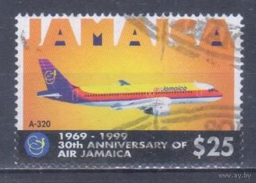 [1845] Ямайка 1999. Авиация.Самолет. Гашеная марка.