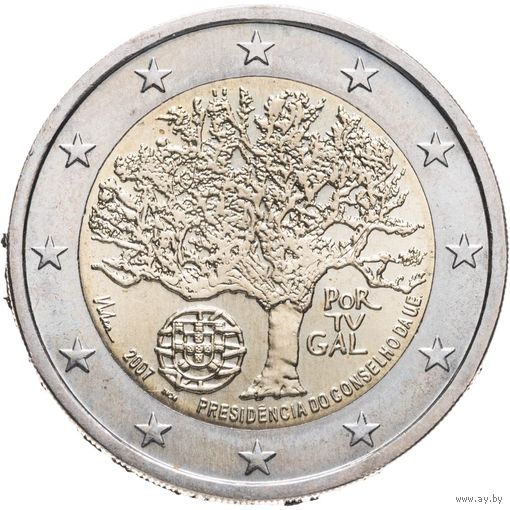 2 евро 2007 Португалия Председательство в Совете ЕС UNC из ролла