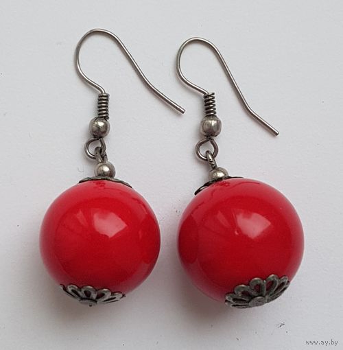 Серьги. Крупные шары. Длина 4,2 см