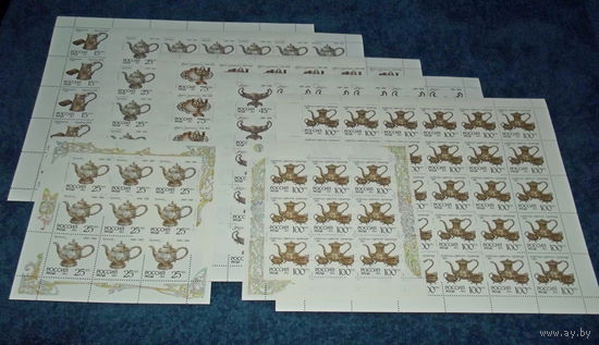 Россия.1993, 5 мая. Серебро в музеях Московского Кремля .ПОЛНАЯ СЕРИЯ** В ЛИСТАХ + МЛ**.