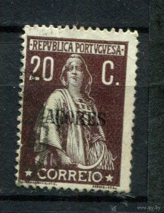 Португальские колонии - Азорские острова - 1912/1919 - Надпечатка ACORES на марках Португалии. Жница 20С - [Mi.162y A] - 1 марка. Гашеная.  (Лот 62AQ)