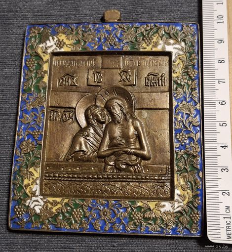 Икона Не Рыдай Мене Мати бронза эмаль распродажа коллекции с 1 руб без мц