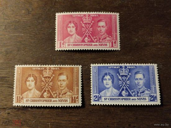 Брит. колония  Сент-Кристофер - Невис. 1937 г. металлография, полная серия.  см. условие.