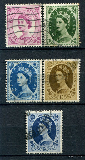 Великобритания - 1958/67г. - королева Елизавета II - 5 марок - гашёные. #3-GB-99-A-2
