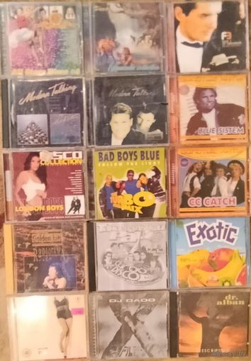 London Boys, Bad Boys Blue, Modern Talking, C.C. Catch, Blue System, Radiorama, Falko, DJ Dado, Mylene Farmer, Dr. Alban на CD дисках, цена за один