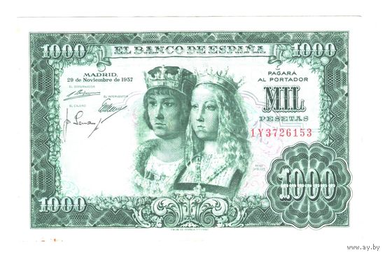 Испания 1000 песет 1957 года. Состояние XF