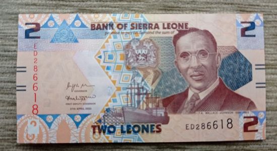 Werty71 Сьерра-Леоне 2022 год 2 леоне UNC банкнота