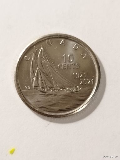 Канада 10 центов "100-летний юбилей Канады" 2021