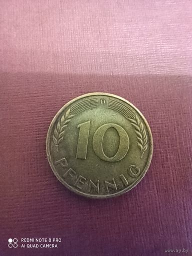 10 пфеннигов 1966 D, Германия, ФРГ