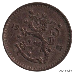ФИНЛЯНДСКАЯ РЕСПУБЛИКА  1 МАРКА 1941. МЕДЬ