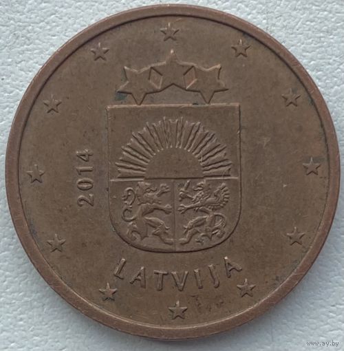 Латвия 5 евроцентов 2014 г.