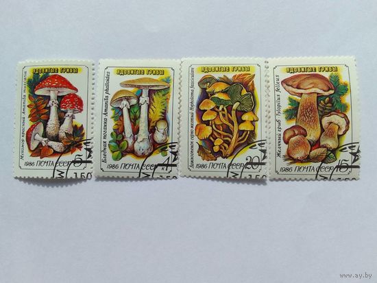 Марки  Грибы  Почта СССР  1986  4  шт. - 2,00 руб