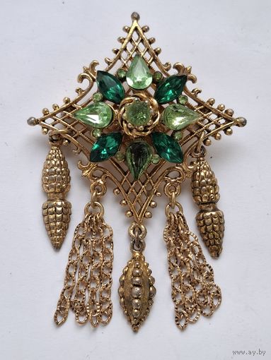 Крупная брошь с подвесками, двухуровневая