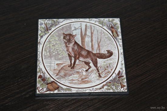 Керамическое настенное панно с изображением лисы, клеймо, Германия.
