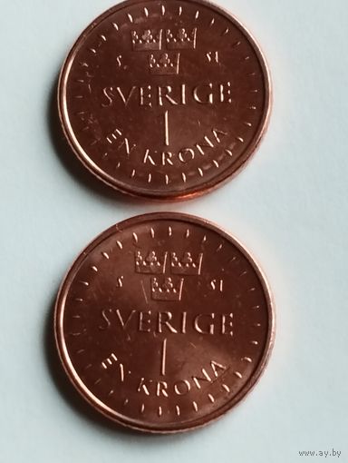 Швеция. 1 крона 2016 год