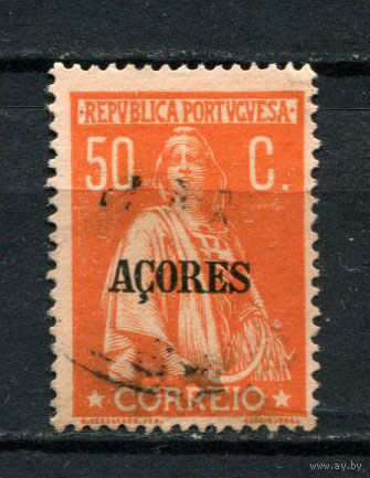 Португальские колонии - Азорские острова - 1912/1919 - Надпечатка ACORES на марках Португалии. Жница 50С - [Mi.165y A] - 1 марка. Гашеная.  (Лот 63AQ)