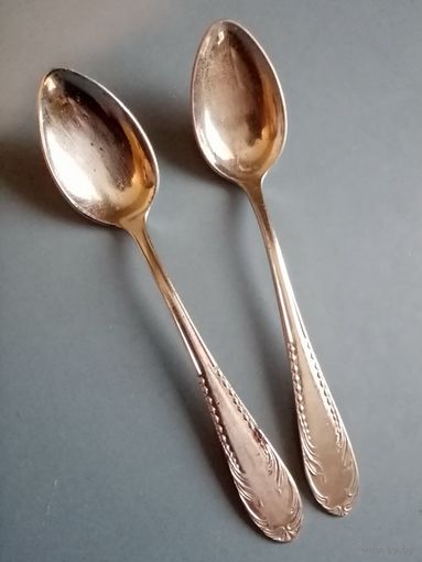 Две чайные ложка довоенные Артель "Металлолит" Киев Хром 1920-30-е гг клеймо одним лотом