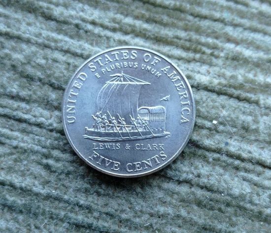 Werty71 США 5 центов 2004 D 200 лет экспедиции Льюиса и Кларка - Лодка Корабль