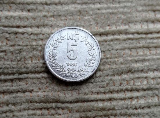 Werty71 Уругвай 5 новый песо 1989