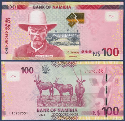 Намибия, 100 долларов 2023 г., P-14 (L, вождь Хендрик Витбой, антилопа орикс), UNC