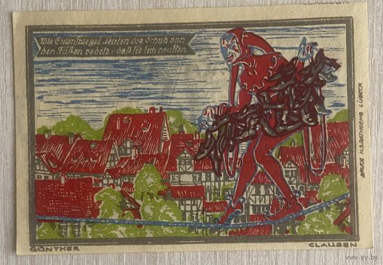 Нотгельд 75 пфеннигов 1921 год. Кнайтлинген. Веймарская республика.