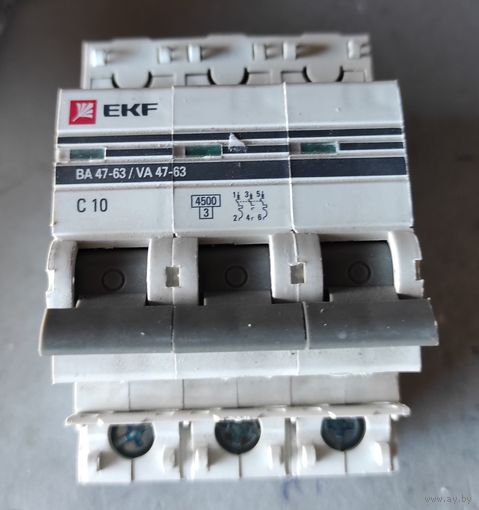 Автомат 4.5кА ВА47-29 3Р 10А С, EKF