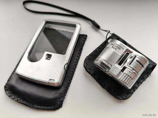 Мини микроскоп и карманная лупа. С рубля