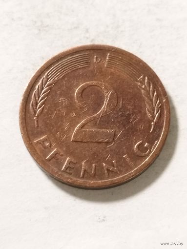 Германия 2 пфенинга 1976 D