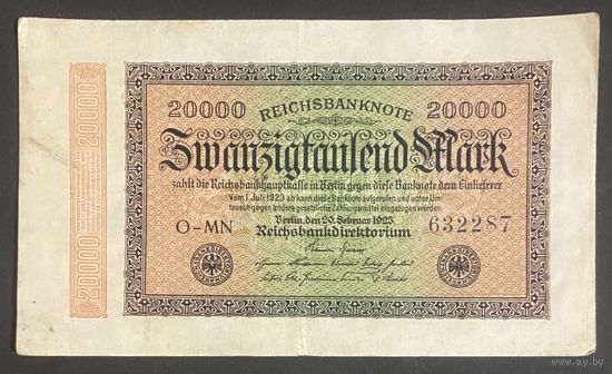 Банкнота 20000 марок 1923 год. Веймарская республика
