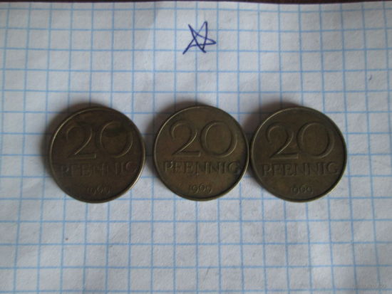 20 пфенниг.ГДР.Цена за шт.