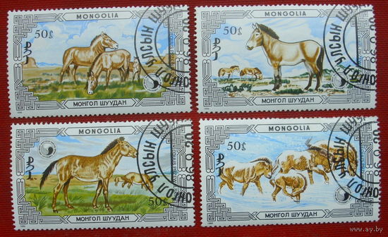 Монголия. Лошади. ( 4 марки ) 1986 года. 6-12.