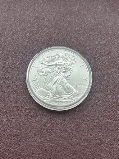 США 1 доллар 2012 года.  UNC "Американский серебряный орёл. Шагающая свобода"