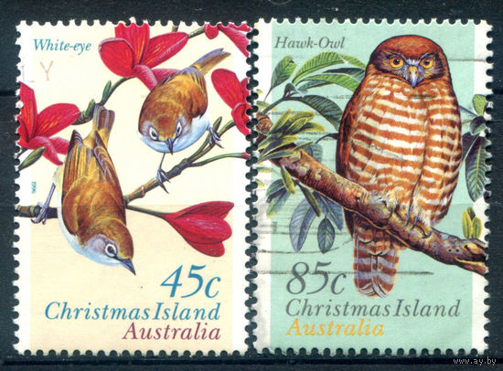 Рождественские острова - 1996г. - птицы - 2 марки - полная серия, гашёные [Mi 421-422]. #3-WB-95-A-2