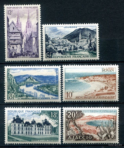 Франция - 1954г. - ландшафты, архитектура - 6 марок - полная серия, MH [Mi 1004-1009]. #2-Fr-41-A-2